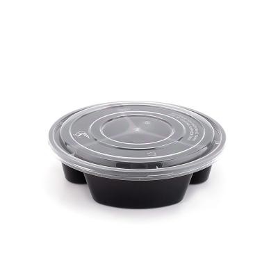 China Round 3 Compartment Food Box PP Lunch Box Microwavable To Go Food Containers Microwave Safe for sale