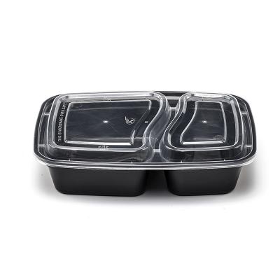 China Dispoisable Microwavable 2 Position Lunch Box Meal Container 2 Compartments For Vegetable Rice Fast Food Container for sale