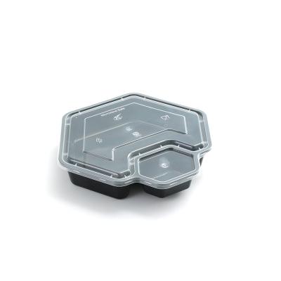 China Disposable Plastic Meal Dumpling Box Microwavable Container Food Container With Sauce Compartment for sale