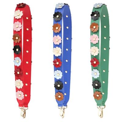 China For Replacement Colorful Tote Leather Flower Bag Strap Bag Strap Replacement With Clip for sale