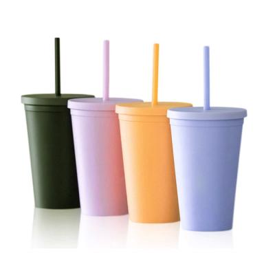 China Wholesale Large Capacity Stocked Reusable Straw Screw Lid Plastic Bottles For Drinks for sale