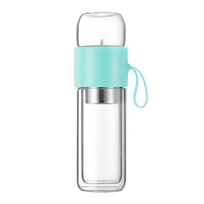 China Sustainable New Products Custom Stylish Eco Friendly Glass Water Bottle With Infuser for sale