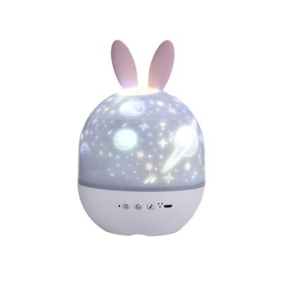 China Modern Music Night Lights Projection Light Rotation Night Lamp 6 Themes Deer Rabbit Remote Control Style for sale