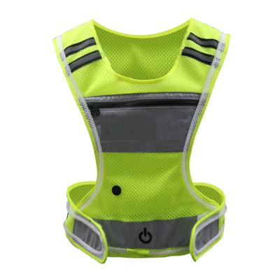 China Safety Rechargeable Reflective Vest Water Proof USB Vest 3 LED Common Glowing Reflective Vest Modes Straps for sale