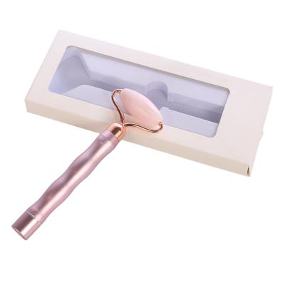 China Rose Quartz Jade Face Roller Anti-puffiness Electric Vibrating Massager For Face for sale