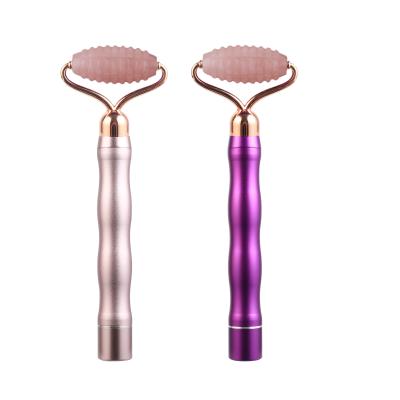 China Wrinkle Solvent Face Jade Set Private Label Electric Jade Roller Vibrating Facial Roller Single Jade Roller for sale