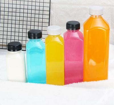 China food & Disposable Clear PET Plastic Beverage Packaging PET Juice 500ml Beverage Bottles With Lid for sale