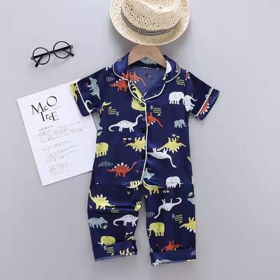 China New style breathable Korean children's summer service air conditioning home clothes ice silk pajamas children's short-sleeved pajamas for sale