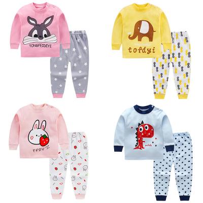 China Cute Cotton Children's Clothing Cartoon Spring And Autumn Baby Pattern Children'S Wear Breathable Long-sleeved Pajamas for sale