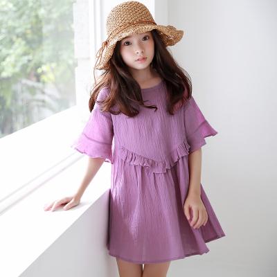 China Anti-static girls dress new summer Korean children's wear shorts sleeve girls loose hem fashionable children's clothing for sale