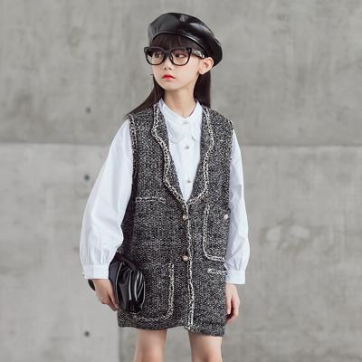 China New Small Fragrance Models 2021 Autumn And Winter Light Luxury Long Sleeve Girls Breathable Woolen Vest for sale