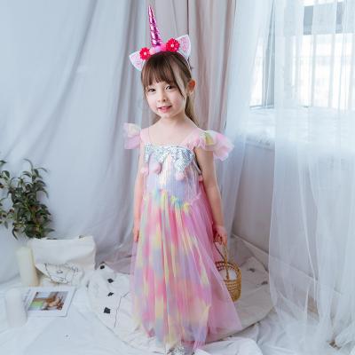 China 2019 Summer Children's New Unicorn Princess Skirt Performance Dresses Anti-static Girls' Dresses for sale