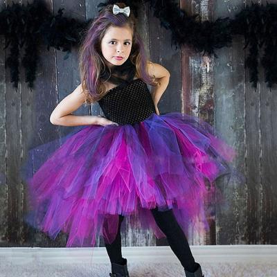 China Wholesale Anti-static Purple Bubble Lace Kids Organic Baby Halloween Christmas Clothes Clothes For Little Girls for sale