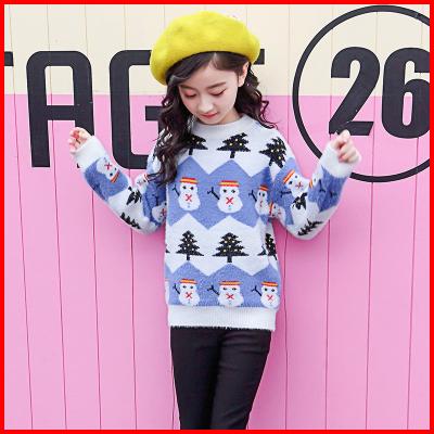 China 2021 Fashion Anti Shrink Christmas Winter Crew Neck Children Girl Knitting Sweater for sale