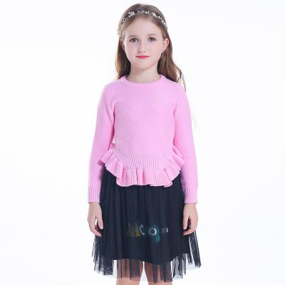 China 2021 winter fashion crew neck children's anti-pilling girl's knitting sweater for sale