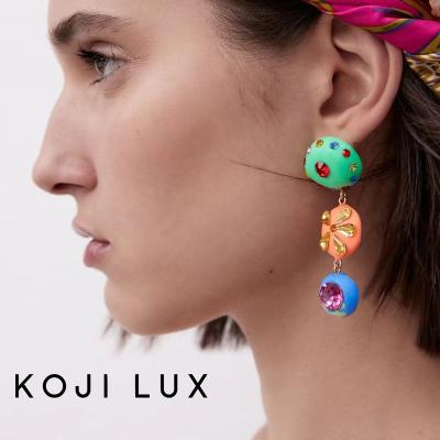 China FASHIONABLE soft asymmetrical earrings personalized Brickearth creative colorful stud earrings for women wholesale for sale