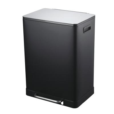 China Sustainable Household Office Metal Waste Bin Metal Recycle Bin With 2 Separate Compartments for sale