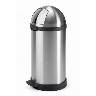 China 40L/10.5Gallon Kitchen Push Lid Sustainable Trash Can Outdoor Metal Waste Bin Trash Can With Inner Bucket for sale