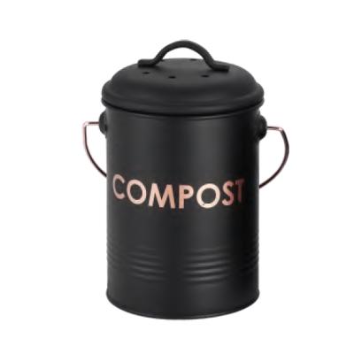 China 1.3 Gallon Sustainable Indoor Kitchen Compost Bin Stainless Steel Compost Bucket With Carry Handle for sale