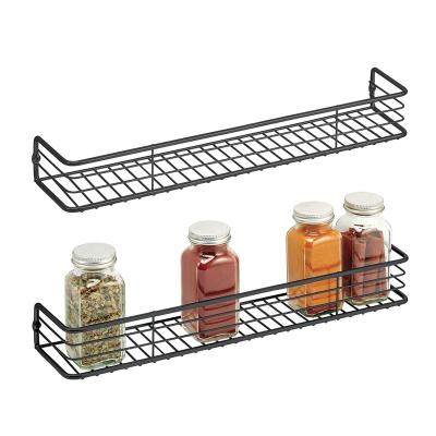 China Viable Multilayer Metal Wall Hanging Spice Rack Buffet Black Stackable Spice Rack for sale