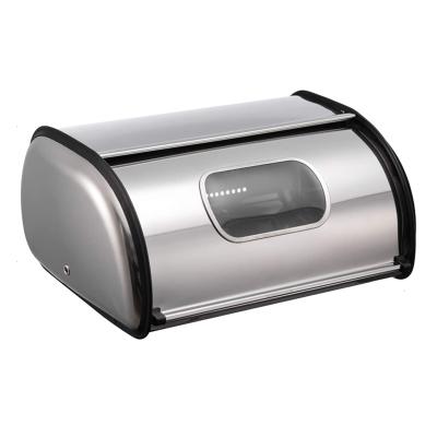 China Viable Stainless Steel Rolltop Desktop Bread Box Kitchen Counter Bread Box Loaves Bread Storage Bin Container for sale