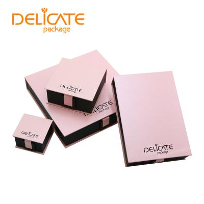 China Factory Wholesale Recyclable Light Luxury Style Flip Magnet Pink Jewelry Necklace Creative Jewelry Gift Packaging Box for sale