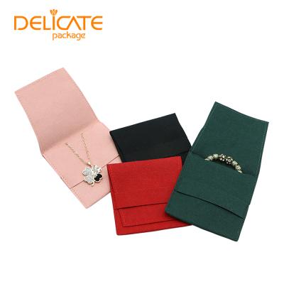 China Factory Customized Recyclable Microfiber Jewelry Earrings Necklace Lightweight Luxury Ring Flannel Packaging Bag for sale