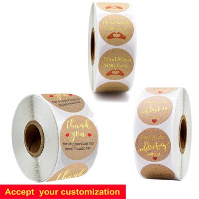 China Decorative Sticker Label 1inch Hot Stamping Custom Adhesive Thank You Decorative Sticker Pack Sticker Wrapping Paper for sale