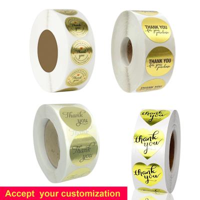 China Scratch-Off Gold Paper Adhesive Stickers Foil Custom Thank You Sticker for sale