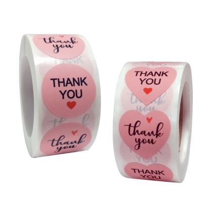 China Scratch-Up Die Cut 1 Inch 500pcs Per Roll Pink Round Custom Sticker For Gift Bag Thank You Sticker for sale