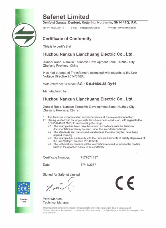 CE - Huzhou Nanxun Lianchuang Electric Co., Ltd.