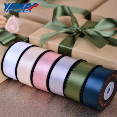 China High Tenacity YAMA Ribbon Polyester Solid Color 5-100MM Width Double Faced Smooth Satin Gift Wrapping Ribbon for sale