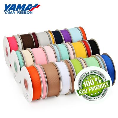 China Eco-friendly Recyled YAMA Factory RPET Silk Recycled Grosgrain Ribbon With RPET Material for sale