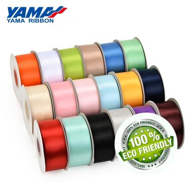 China Recyled YAMA Factory RPET Eco-Friendly Silk Satin Single Faced White Recycled Ribbon With RPET Materials for sale