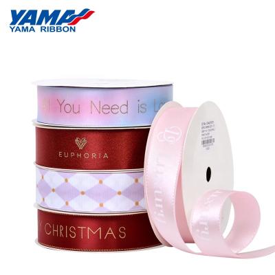 China High Tenacity Yama Ribbon Factory Perosnalised Silk Ribbon Roll Custom Satin Wrap With Logo For Packaging for sale