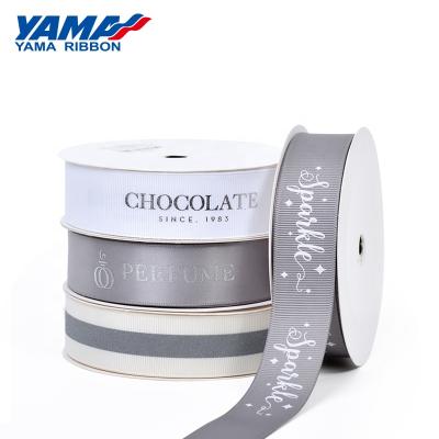 China High Tenacity Yama Ribbon Customized Custom Color Grosgrain Ribbon Roll With Logo White for sale