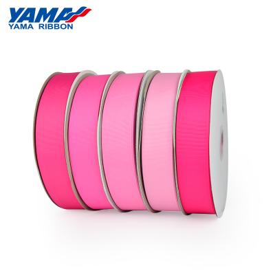 China Factory Wholesale Stock High Tenacity YAMA Series Grosgrain Red-Pink Ribbon Supply 100 Yards Wholesale Gift for sale