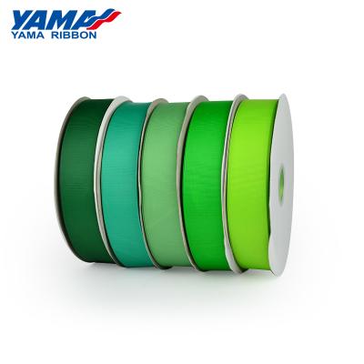 China Double Face YAMA Factory Stocked Polyester Solid Colors Mints Green Grosgrain Ribbon for sale