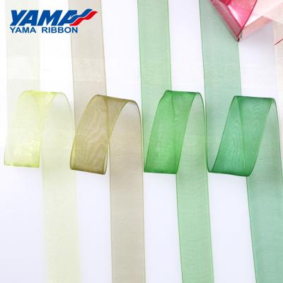 China Double Face YAMA Factory Stocked 3-75mm Solid Color Pure Mints Green Organza Sliver for sale