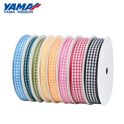 China Width Fashion High Stock 5-38MM Colorful Ribbon Tenacity YAMA Tartan Gingham Plaid Ribbon for sale