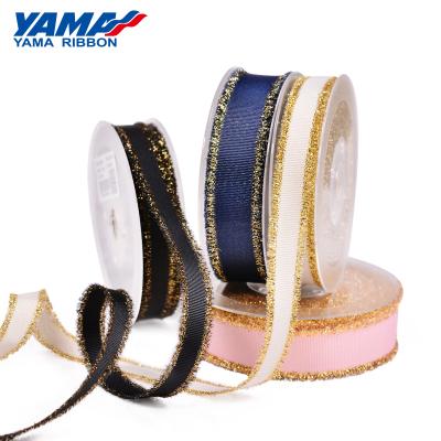 China Gold Mesh Yama Factory New Sizes 3 16/25/38 Mm Fashion Gold Mesh Grosgrain Fringe Ribbon for sale