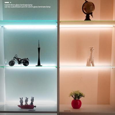 China Modern 6-8 mm Glass Shelf Accent Lighting Warm White 3500K PMMA Aluminum Touch On/Off Switch Single Shelf for sale