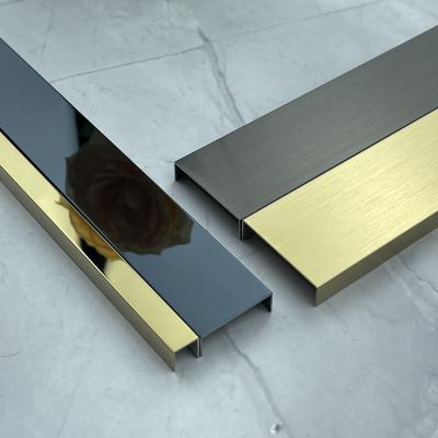 China U-shape modern wood strip modern stainless steel floor tile decorative metal trim stainless steel strip for sale