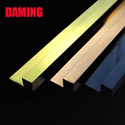 China DM Free Sample Modern Metal Wall Decor Stainless Steel Sheets Ceramic Tile Edging Trim For Floor Decoration for sale