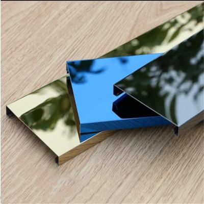 China Modern Brass Steel Skirting Floor To Wall Tile Metal Transition 1.0 Mm Metal Tile Junction Panel for sale