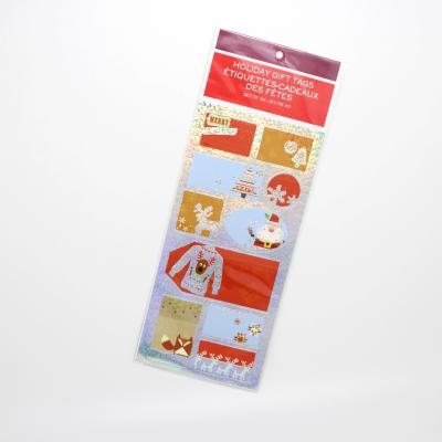 China Waterproof+Eco-friendly Hot Style Christmas Label Stickers Gold Stamping Laser Maile Sticker for sale