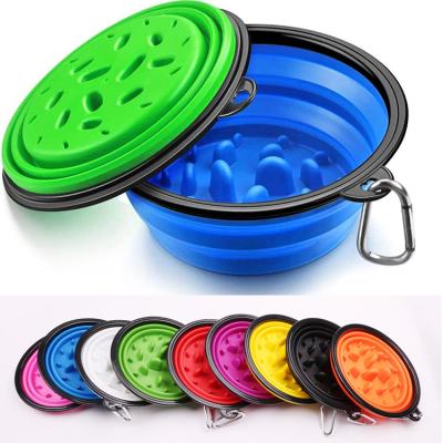 China Stored Collapsible Multi Color Water Feeding Bottle Feeders Sublimation Covered Slow Dogs Cats Silicone Food Pet Travel Bowls for sale