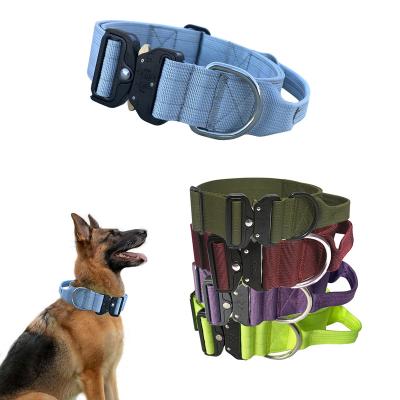 China Metal Buckle 2 Inch Large Metal Buckle Custom Soft Neoprene Padded Neoprene Padded Dog Collar Adjustable Tactical Rope for sale