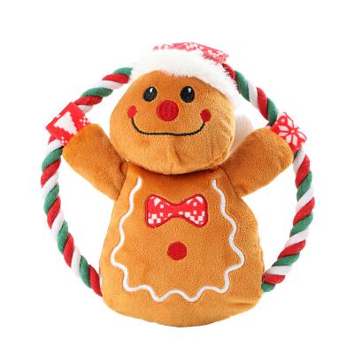 China Amazon Sale Christmas Plush Dog Soft Stuffed Squeaky Cotton Rope Toy Soft Stuffed Squeaky Cotton Chew Stocked Toy Pet Toy For Dogs for sale