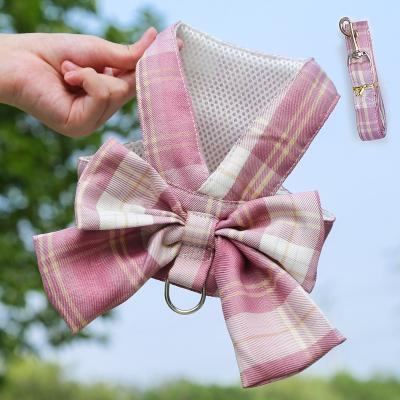 China Wholesale Cute Plaid Printed Custom No Pull Mesh Pet Puppy Leashes Dog Harness Vests Dress for sale